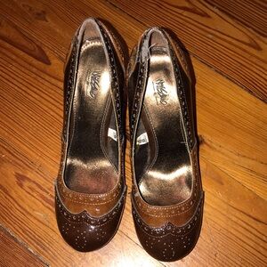 Massimo Two-Tone Tan & Brown Patton PU Leather Women's High Heels